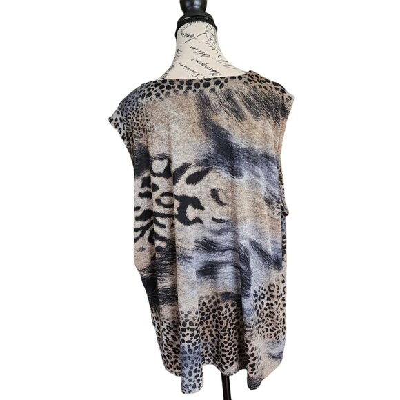 VEX Collection Women's Size 24 V-neck Tunic Long Blouse Top Sleeveless France - Picture 2 of 11